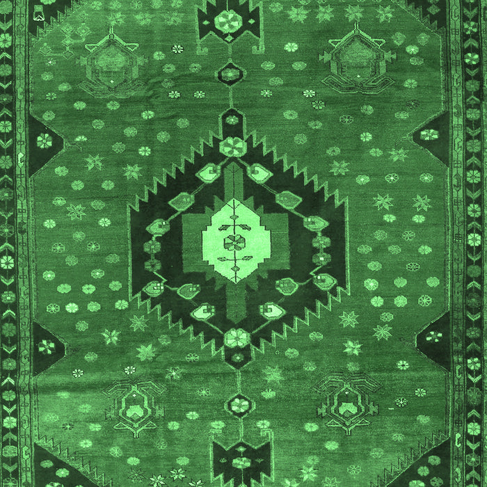 Machine Washable Medallion Emerald Green Traditional Area Rugs, wshtr4449emgrn