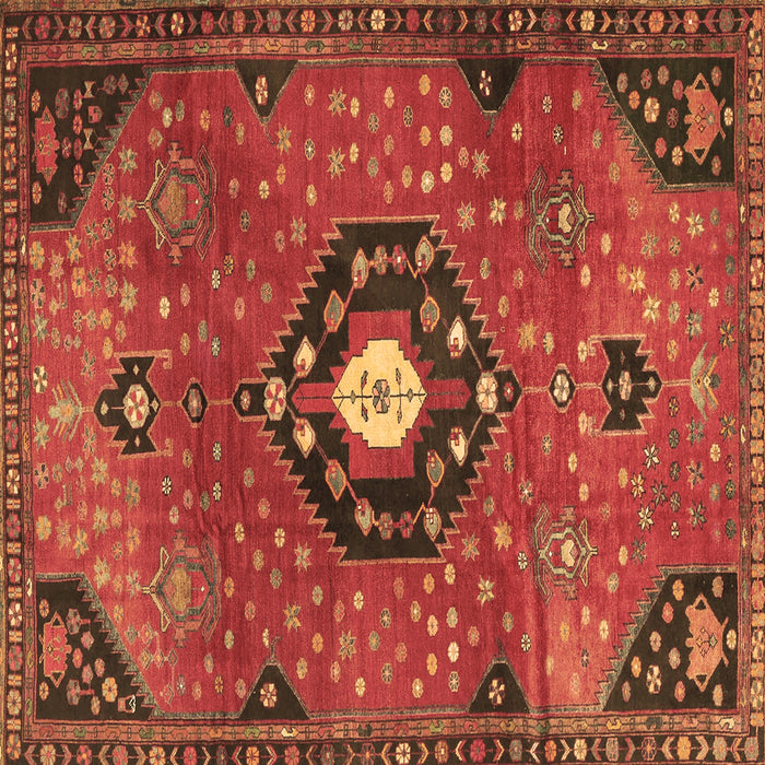 Square Medallion Brown Traditional Rug, tr4449brn
