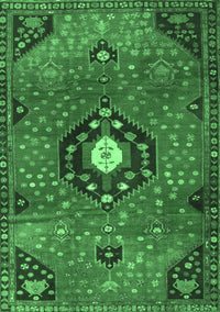 Medallion Emerald Green Traditional Rug, tr4449emgrn