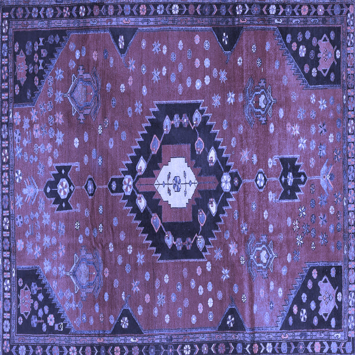 Square Medallion Blue Traditional Rug, tr4449blu