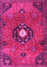 Machine Washable Medallion Pink Traditional Rug, wshtr4449pnk