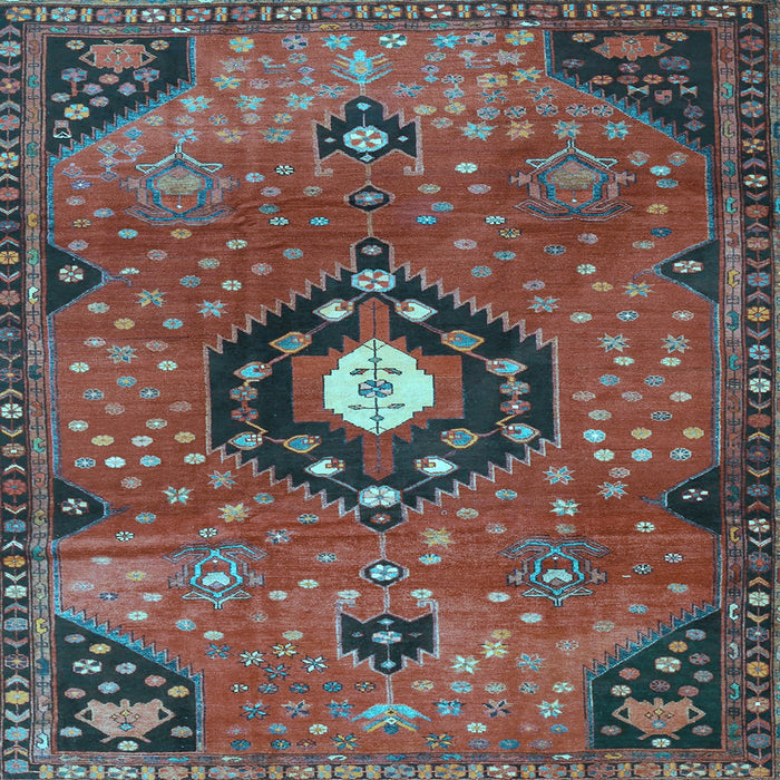 Square Medallion Light Blue Traditional Rug, tr4449lblu