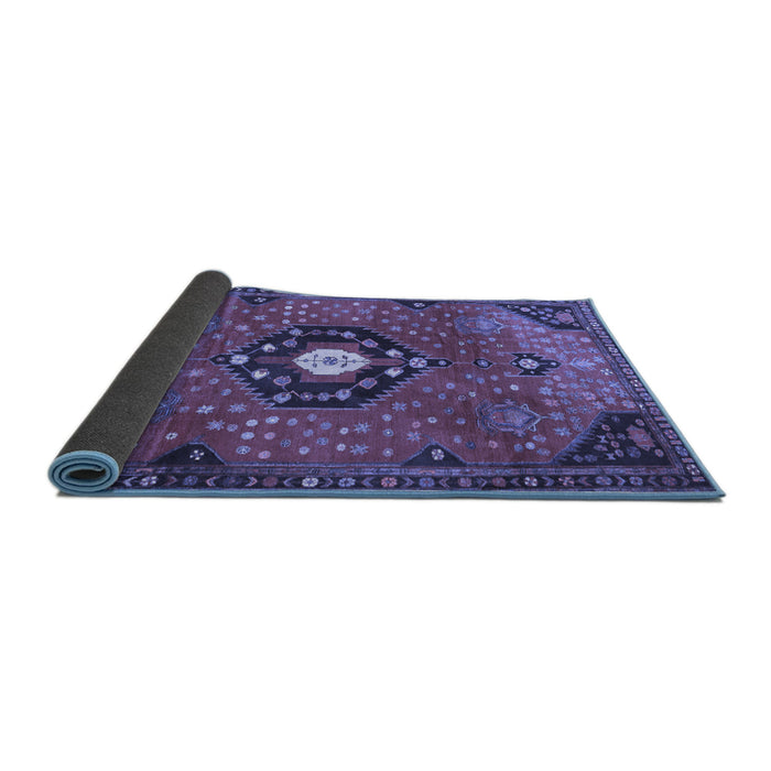 Sideview of Medallion Blue Traditional Rug, tr4449blu