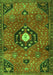 Serging Thickness of Machine Washable Medallion Green Traditional Area Rugs, wshtr4449grn