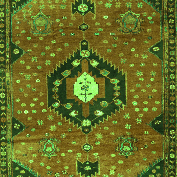 Serging Thickness of Machine Washable Medallion Green Traditional Area Rugs, wshtr4449grn