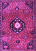 Machine Washable Medallion Purple Traditional Area Rugs, wshtr4449pur