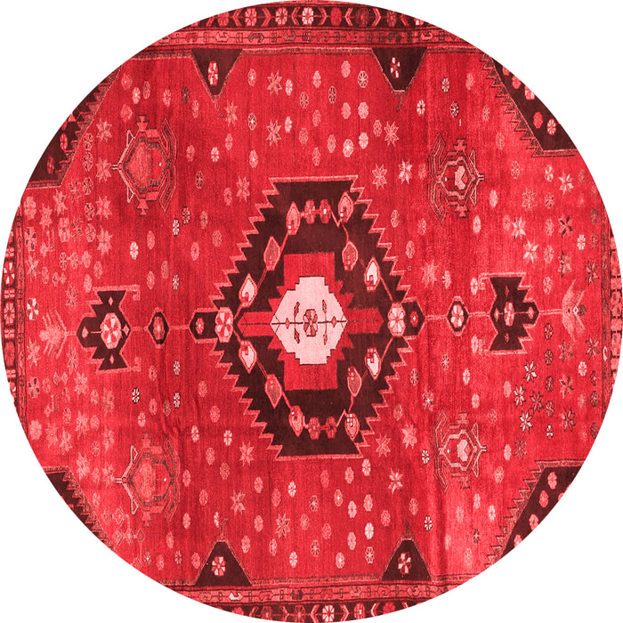 Machine Washable Medallion Red Traditional Rug, wshtr4449red