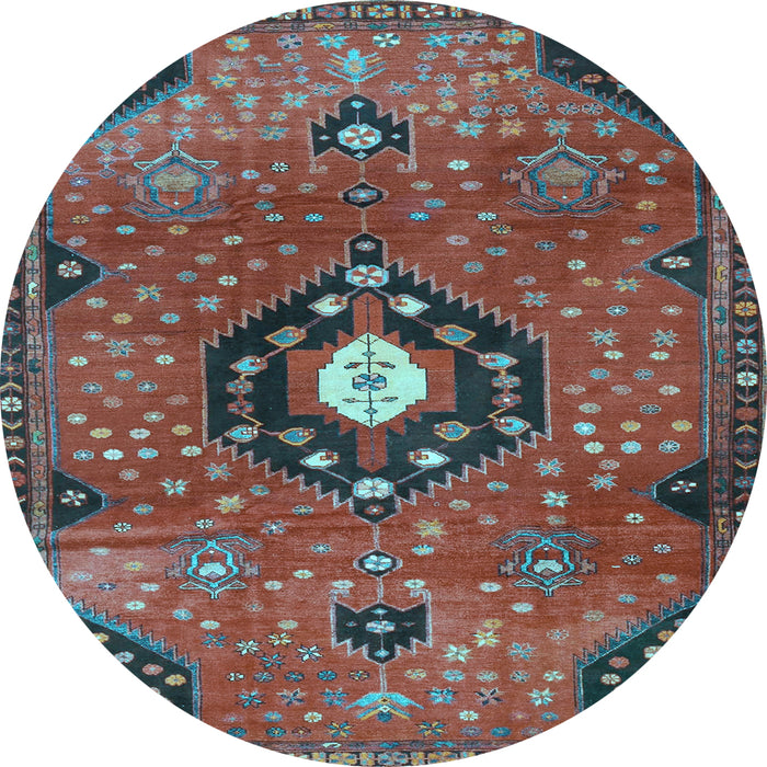 Round Medallion Light Blue Traditional Rug, tr4449lblu
