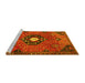 Sideview of Machine Washable Medallion Yellow Traditional Rug, wshtr4449yw