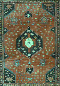 Medallion Turquoise Traditional Rug, tr4449turq