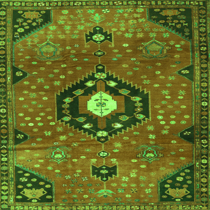 Serging Thickness of Medallion Green Traditional Rug, tr4449grn