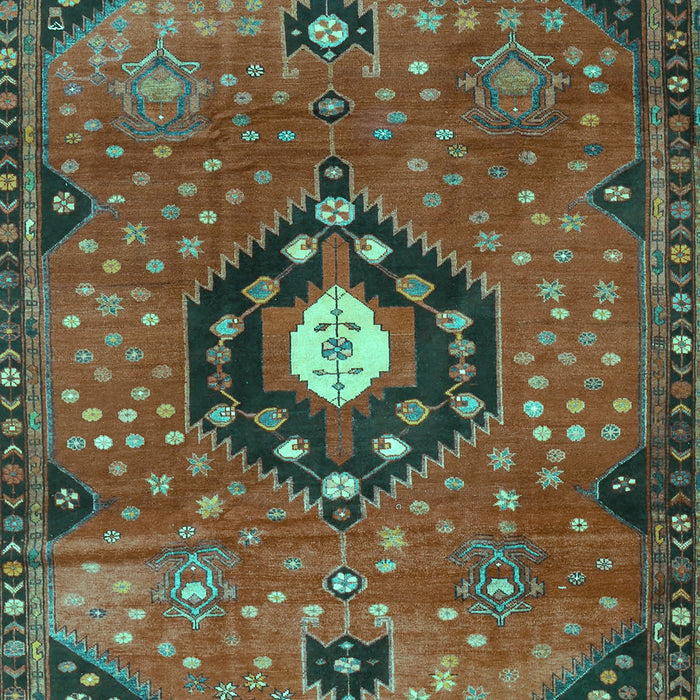 Machine Washable Medallion Turquoise Traditional Area Rugs, wshtr4449turq