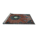 Sideview of Machine Washable Medallion Light Blue Traditional Rug, wshtr4449lblu