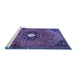 Sideview of Machine Washable Medallion Blue Traditional Rug, wshtr4449blu