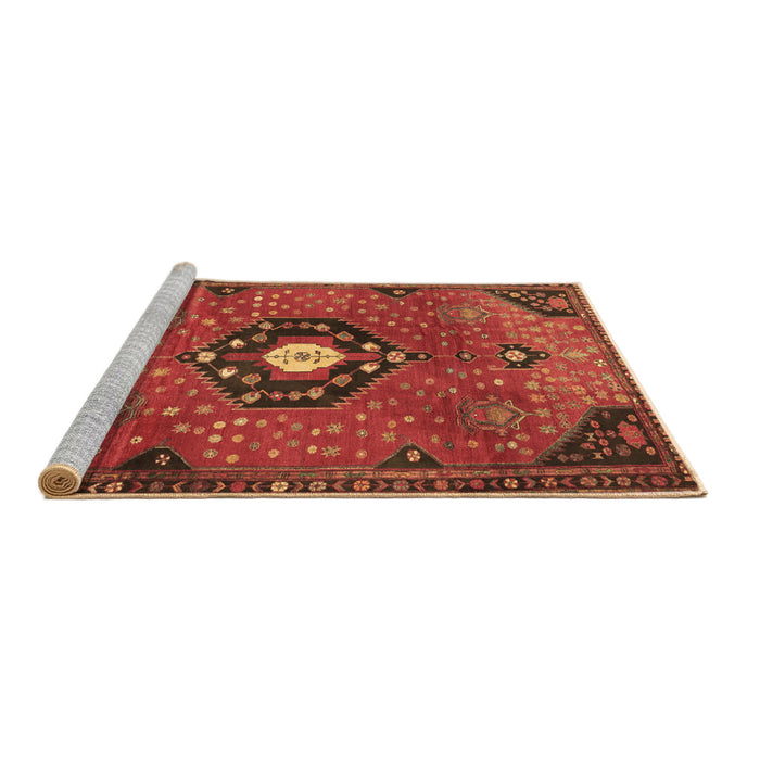 Sideview of Machine Washable Medallion Brown Traditional Rug, wshtr4449brn