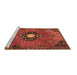 Sideview of Machine Washable Medallion Brown Traditional Rug, wshtr4449brn