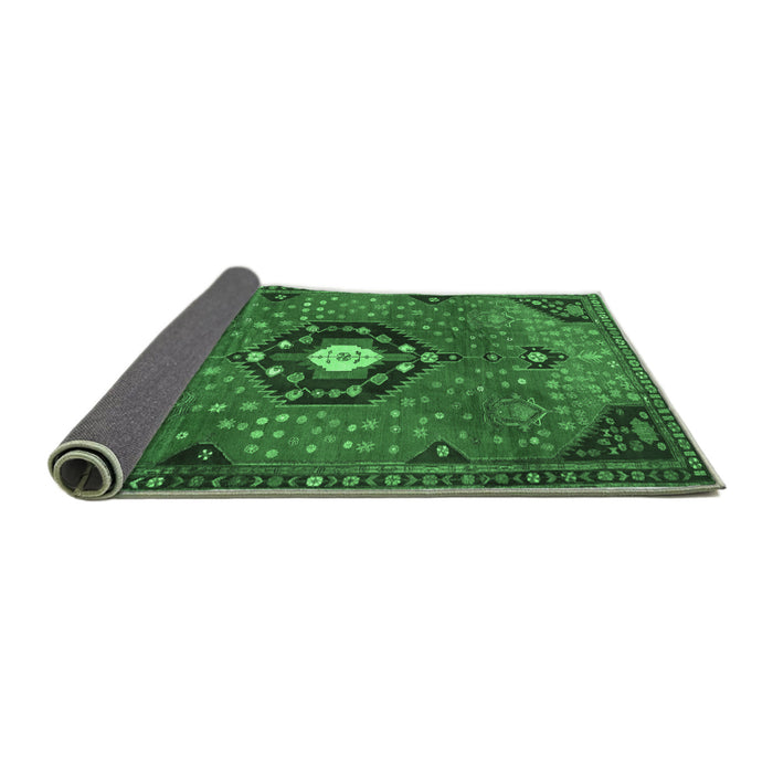 Sideview of Medallion Emerald Green Traditional Rug, tr4449emgrn
