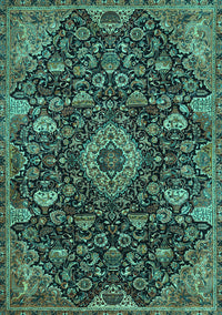 Medallion Turquoise Traditional Rug, tr444turq