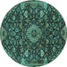 Round Medallion Turquoise Traditional Rug, tr444turq