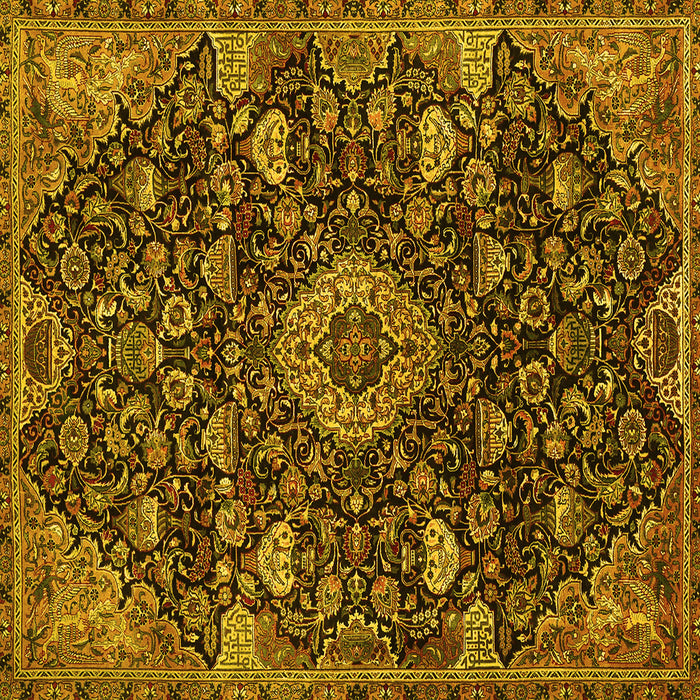 Square Medallion Yellow Traditional Rug, tr444yw