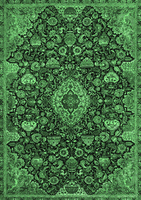 Medallion Emerald Green Traditional Rug, tr444emgrn