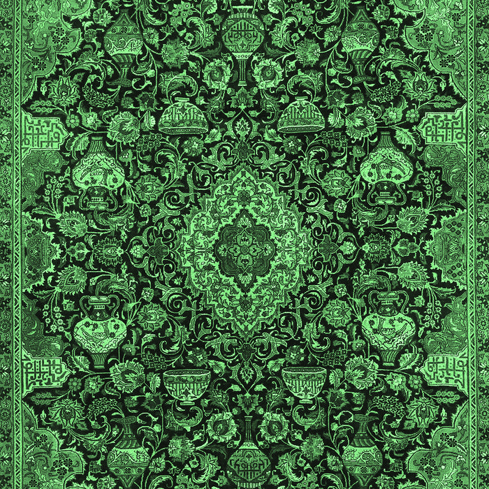 Medallion Emerald Green Traditional Rug, tr444emgrn