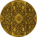 Round Medallion Yellow Traditional Rug, tr444yw