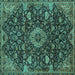 Square Medallion Turquoise Traditional Rug, tr444turq