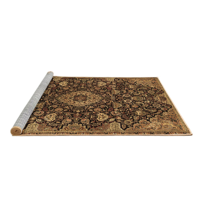 Sideview of Machine Washable Medallion Brown Traditional Rug, wshtr444brn
