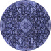 Round Medallion Blue Traditional Rug, tr444blu