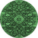 Round Medallion Emerald Green Traditional Rug, tr444emgrn