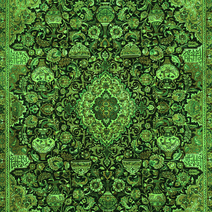 Serging Thickness of Machine Washable Medallion Green Traditional Area Rugs, wshtr444grn