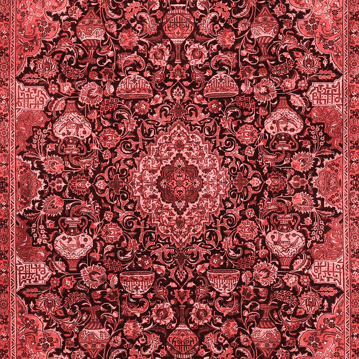 Machine Washable Medallion Red Traditional Rug, wshtr444red