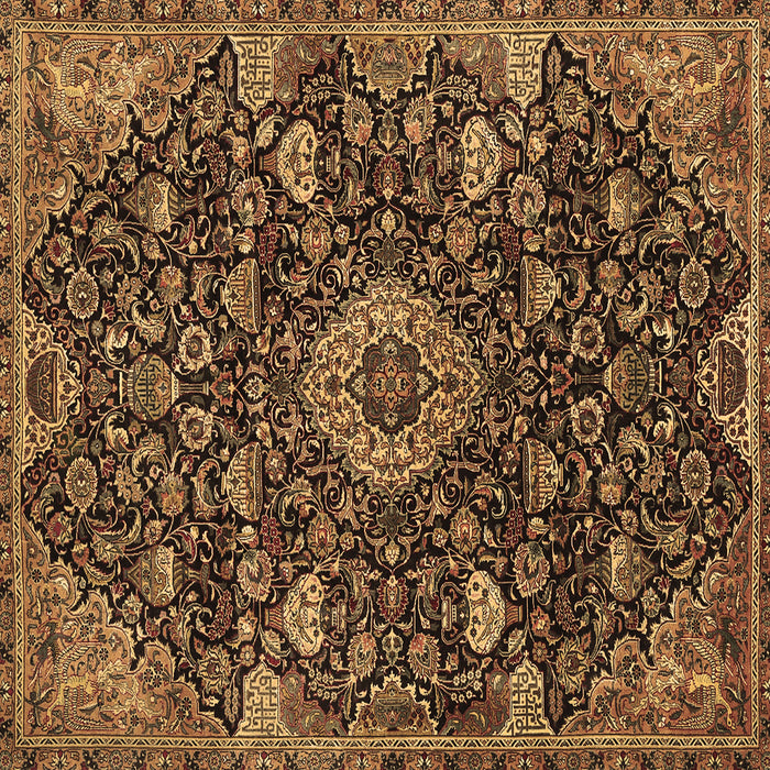 Square Machine Washable Medallion Brown Traditional Rug, wshtr444brn