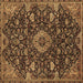 Square Machine Washable Medallion Brown Traditional Rug, wshtr444brn