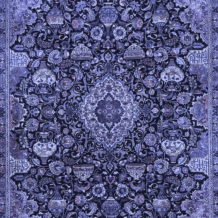 Machine Washable Medallion Blue Traditional Rug, wshtr444blu