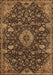 Machine Washable Medallion Brown Traditional Rug, wshtr444brn