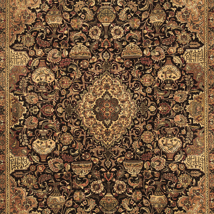 Machine Washable Medallion Brown Traditional Rug, wshtr444brn