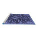 Sideview of Machine Washable Medallion Blue Traditional Rug, wshtr444blu