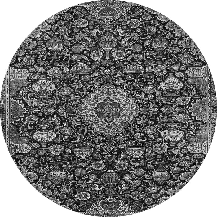 Machine Washable Medallion Gray Traditional Rug, wshtr444gry