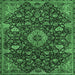 Square Medallion Emerald Green Traditional Rug, tr444emgrn