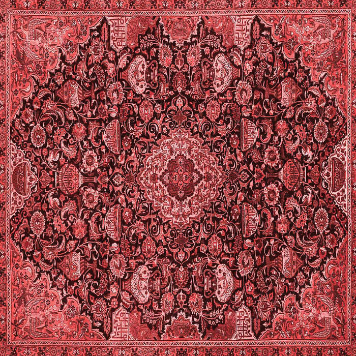 Machine Washable Medallion Red Traditional Rug, wshtr444red