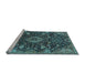 Sideview of Machine Washable Medallion Light Blue Traditional Rug, wshtr444lblu