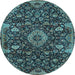 Round Medallion Light Blue Traditional Rug, tr444lblu