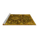 Sideview of Machine Washable Medallion Yellow Traditional Rug, wshtr444yw