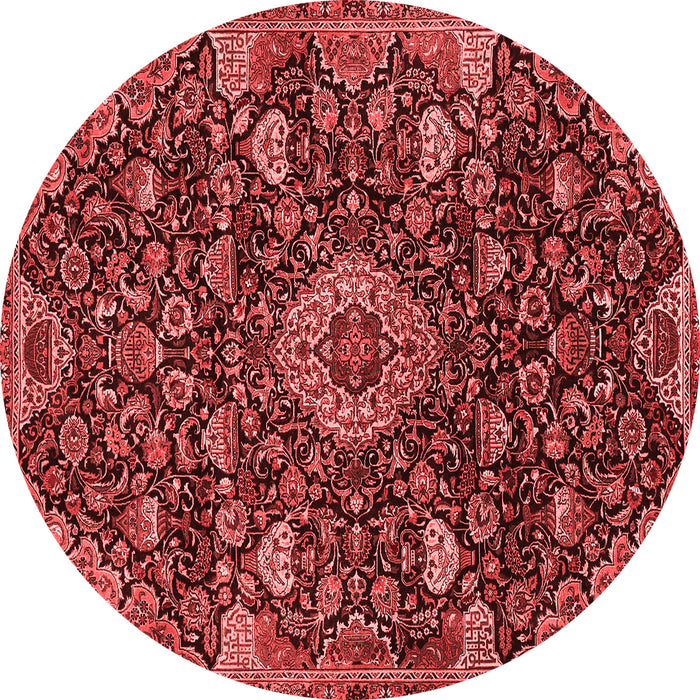 Machine Washable Medallion Red Traditional Rug, wshtr444red