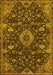 Machine Washable Medallion Yellow Traditional Rug, wshtr444yw
