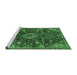 Sideview of Machine Washable Medallion Emerald Green Traditional Area Rugs, wshtr444emgrn