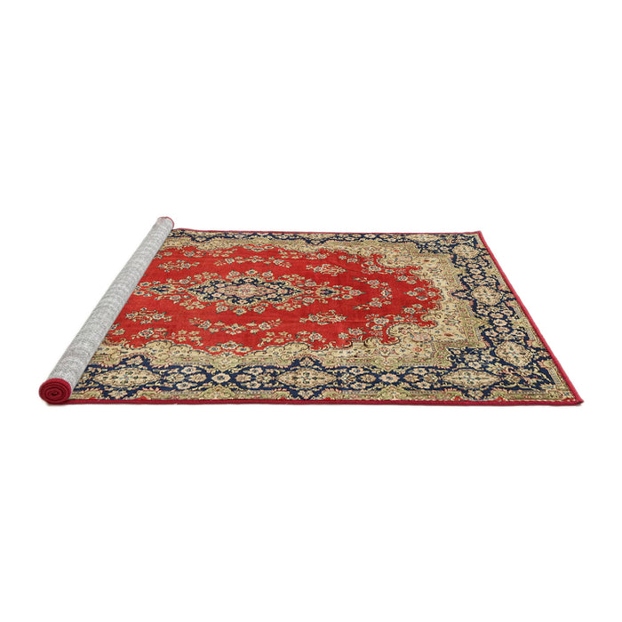 Sideview of Machine Washable Traditional Fire Brick Red Rug, wshtr445