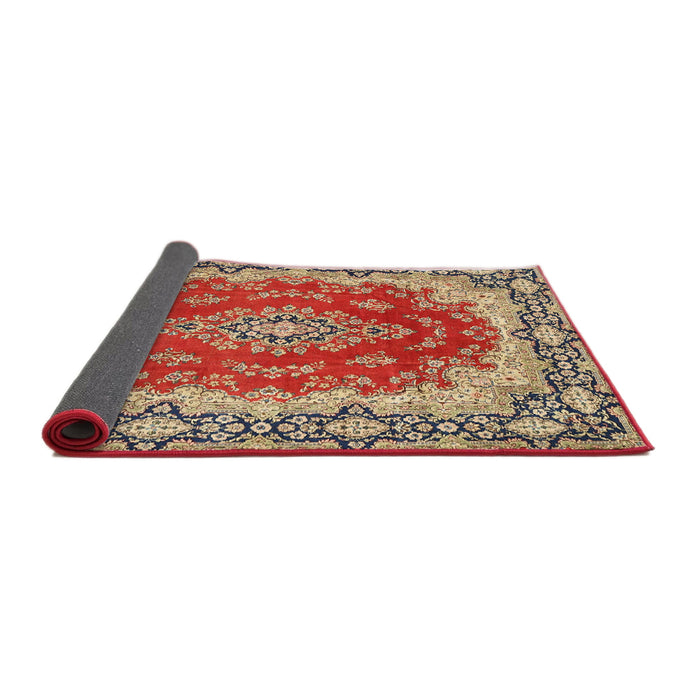 Sideview of Traditional Fire Brick Red Medallion Rug, tr445